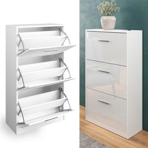 Produktbild für Schuhschrank Vicco Gizmo, weiß / weiß hochglanz