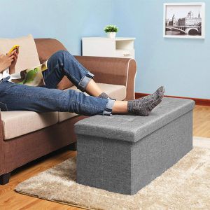 Produktbild für Sitztruhe Songmics hellgrau, 110 x 38 x 38cm