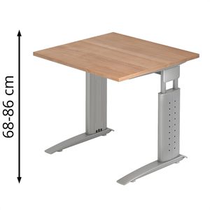 Produktbild für Schreibtisch Hammerbacher U-Serie, nussbaum / silber