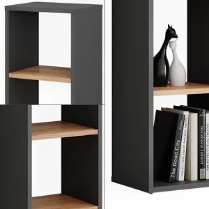 Produktbild für Bücherregal Vicco Orlando, anthrazit / eiche