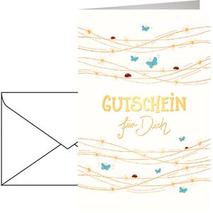 Böttcher-AG Gutscheinkarte Für Dich, 11,5 x 17 cm, mit Umschlag, Motiv: Schmetterlinge