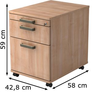 Produktbild für Rollcontainer Hammerbacher Solid, aus Holz, nussbaum