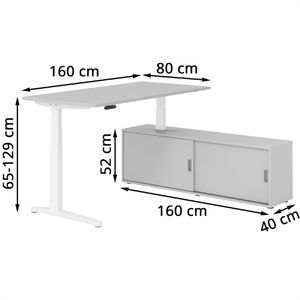 Produktbild für Schreibtisch Hammerbacher XBHM 30739, lichtgrau, mit Sideboard