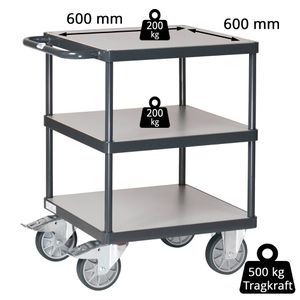 Produktbild für Tischwagen Fetra 2416-7016 Grey Edition, aus Metall &amp; Holz