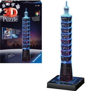 Ravensburger Puzzle 11149, Taipei 101 bei Nacht, 3D Puzzle, LED-Beleuchtung, ab 8 Jahre, 216 Teile