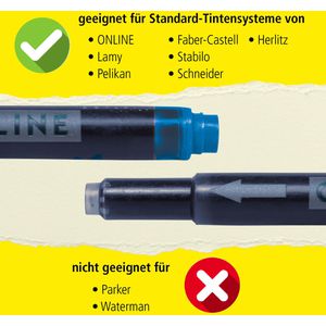 Produktbild für Füllerpatronen Online 17026 Kombipatrone, blau