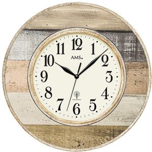 Produktbild für Wanduhr AMS 5975, Holz, Kunststoff, analog, Funkuhr