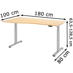 Produktbild für Schreibtisch Hammerbacher XDSM 18, ahorn / silber