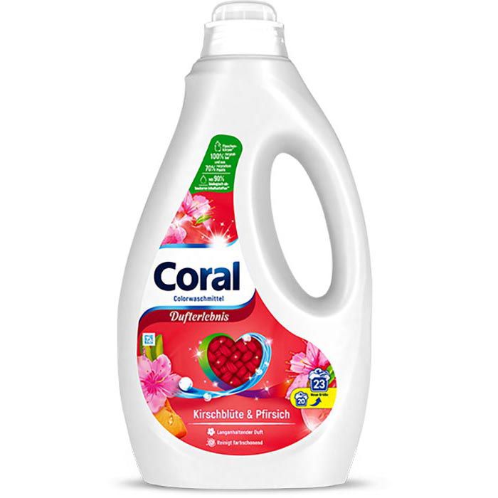 Coral Waschmittel Kirschblüte & Pfirsich, 1,15 Liter, lang anhaltender  Duft, 23 WL – Böttcher AG