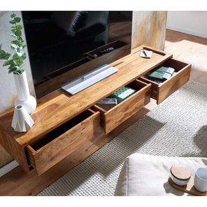 Produktbild für Lowboard Wohnling WL6.525, aus Massivholz, grifflos, sheesham