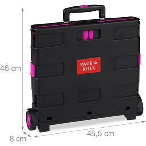 Produktbild für Einkaufstrolley Relaxdays schwarz / pink, klappbar