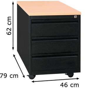 Produktbild für Rollcontainer G-Office MPG/3, aus Metall, schwarz