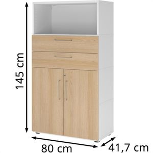 Produktbild für Kombischrank Hammerbacher FW48K2KG, eiche / weiß