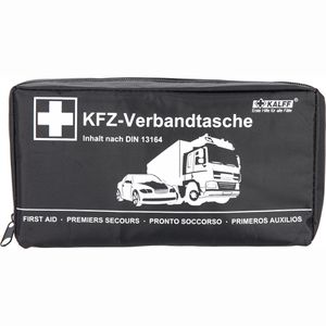 Kalff Erste-Hilfe-Tasche Kompakt, schwarz, gefüllt, Füllung nach DIN 13164, Auto