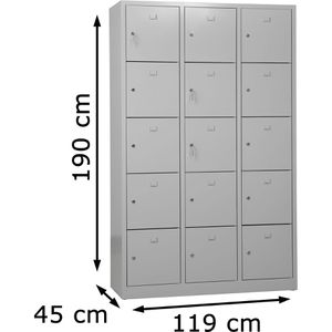 Produktbild für Schließfachschrank G-Office SHC.15, lichtgrau