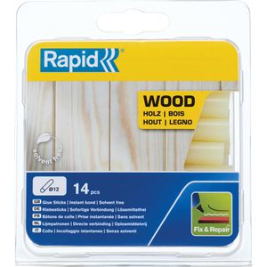 Rapid Heißklebesticks Holz, gelb, Ø 12mm, Länge 94mm, 14 Sticks