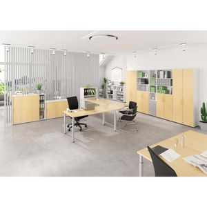 Produktbild für Schreibtisch Hammerbacher Y-Serie, ahorn / silber