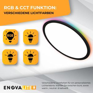 Produktbild für LED-Panel Enovalite ELED300250, schwarz, Ø 29 cm