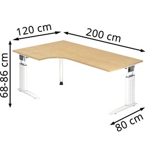 Produktbild für Schreibtisch Hammerbacher U-Serie, ahorn / weiß