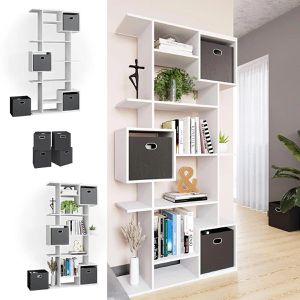 Produktbild für Bücherregal Vicco Cube, weiß, mit 2 Faltboxen