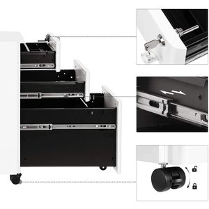 Produktbild für Rollcontainer Songmics OFC030W01, aus Metall, weiß