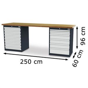Produktbild für Werkbank Simplaflex CL77H0914W256, lichtgrau