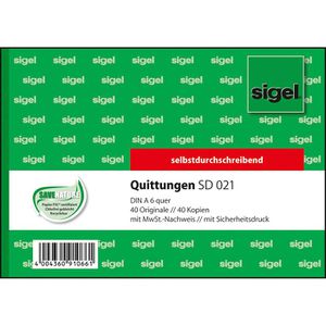 Produktbild für Quittungsblock Sigel SD021, fälschungssicher, MwSt. separat