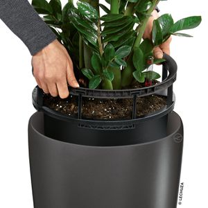 Produktbild für Übertopf Lechuza RONDO 32, schwarz hochglanz, Ø 33 x 57 cm