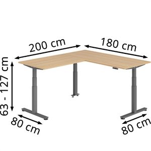 Produktbild für Schreibtisch Hammerbacher XDSMW, eiche / graphit