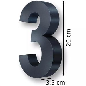 Produktbild für Hausnummer Metzler 3D, anthrazit aus Edelstahl