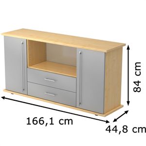 Produktbild für Sideboard Hammerbacher SBTS, aus Holz, silber / ahorn