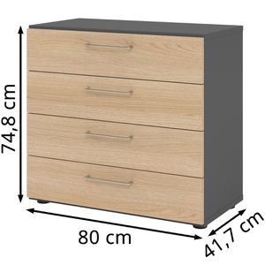 Produktbild für Kommode Hammerbacher 928S4, eiche / graphit
