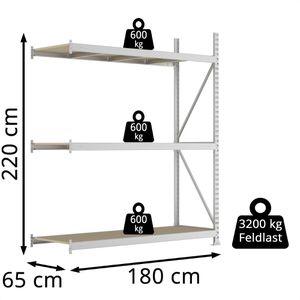 Produktbild für Anbauregal META-Regalbau 20051237, 3 Holzböden