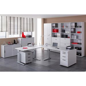 Produktbild für Schreibtisch Hammerbacher U-Serie, lichtgrau / silber