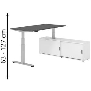 Schreibtisch Hammerbacher XDSM, 29597, graphit, mit Sideboard