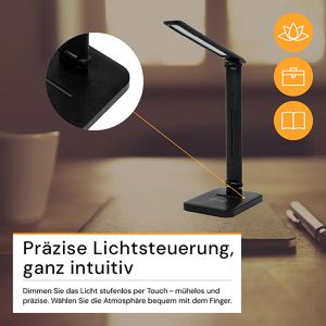 Produktbild für Schreibtischlampe Enovalite ELED700151, schwarz, LED, dimmbar