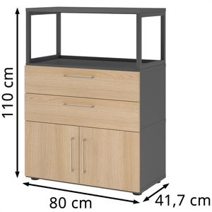 Produktbild für Kombischrank Hammerbacher FW381K1RG, eiche / graphit
