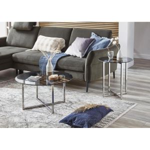 Produktbild für Beistelltisch Haku-Möbel 18576, Ricardo 1, grau, Glas / Metall