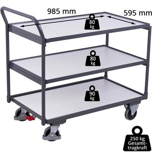 Produktbild für Tischwagen VARIOfit sw-600.657, ESD, Metall &amp; Holz