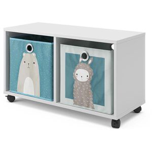 Bücherregal Vicco Luigi, weiß, mit 2 Faltboxen