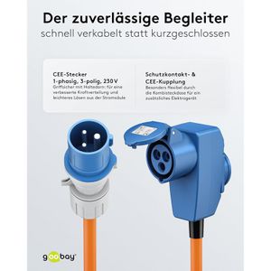 Produktbild für Verlängerungskabel Goobay 76233, für außen IP44