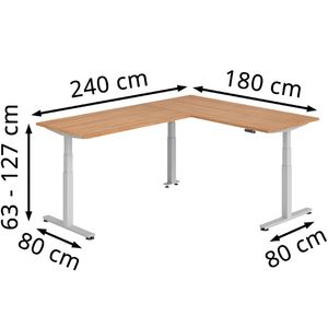 Produktbild für Schreibtisch Hammerbacher XDSMW, nussbaum / silber