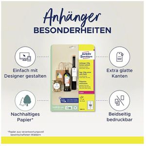 Produktbild für Hängeetiketten Zweckform T2001-10, 90 x 50 mm