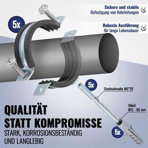 Produktbild für Rohrschelle Poppstar 1011143, Schraubrohrschelle, Set