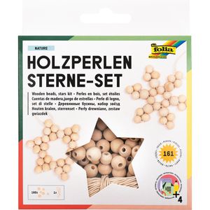 Bastelset Folia Holzperlen Sterne-Set Nature