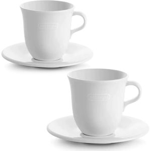 DeLonghi Kaffeetassen Cappuccino DLSC309, 270 ml, Porzellan, 2 Tassen und Untertassen, 4-teilig , 2 Stück