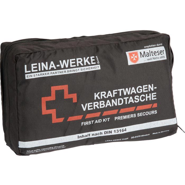 Leina-Werke Erste-Hilfe-Tasche Compact, gefüllt, Füllung nach DIN 13164,  schwarz, Auto – Böttcher AG