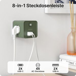 Produktbild für Steckdosenwürfel Voomy Split X7, mit Schalter, grün
