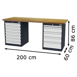 Produktbild für Werkbank Simplaflex CL66H0812W206, lichtgrau
