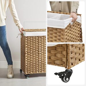 Produktbild für Wäschekorb Songmics LCB363N01, natur, 3 Fächer